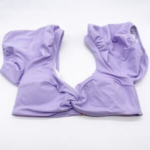 Shade & Shore Womens Lilac Cap Sleeve Twist Front Bikini Top Size S